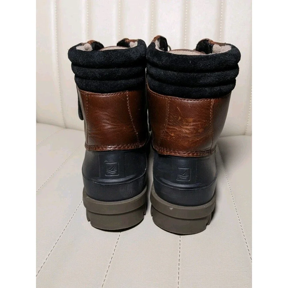 Sperry Waterproof Boots Mens 9 Brown Top Sider Duck Float Rain Trail Shoes
